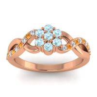 Aquamarine Fashion Ring In 14K Rose Gold With Diamond And Citrine – Parisar Simple Ring