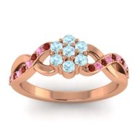 Aquamarine Fashion Ring In 18K Rose Gold With Garnet And Pink Tourmaline – Parisar Simple Ring