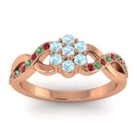 Aquamarine Fashion Ring In 14K Rose Gold With Ruby And Emerald – Parisar Simple Ring