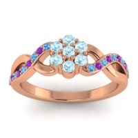 Aquamarine Fashion Ring In 18K Rose Gold With Swiss Blue Topaz And Amethyst – Parisar Simple Ring