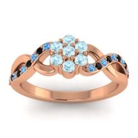 Aquamarine Fashion Ring In 18K Rose Gold With Swiss Blue Topaz And Black Onyx – Parisar Simple Ring