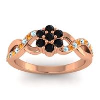 Black Onyx Fashion Ring In 18K Rose Gold With Aquamarine And Citrine – Parisar Simple Ring