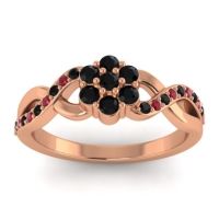 Black Onyx Fashion Ring In 18K Rose Gold With Ruby – Parisar Simple Ring