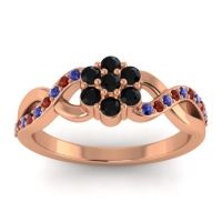 Black Onyx Fashion Ring In 18K Rose Gold With Blue Sapphire And Garnet – Parisar Simple Ring