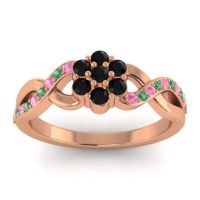 Black Onyx Fashion Ring In 18K Rose Gold With Pink Tourmaline And Emerald – Parisar Simple Ring