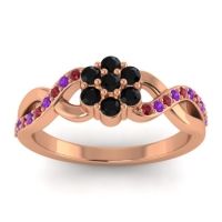 Black Onyx Fashion Ring In 18K Rose Gold With Ruby And Amethyst – Parisar Simple Ring