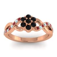 Black Onyx Fashion Ring In 18K Rose Gold With Ruby And Aquamarine – Parisar Simple Ring