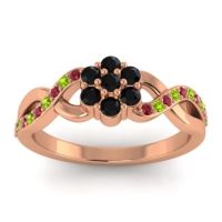 Black Onyx Fashion Ring In 18K Rose Gold With Ruby And Peridot – Parisar Simple Ring
