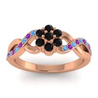 Black Onyx Fashion Ring In 18K Rose Gold With Swiss Blue Topaz And Amethyst – Parisar Simple Ring
