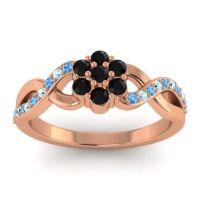 Black Onyx Fashion Ring In 18K Rose Gold With Swiss Blue Topaz And Aquamarine – Parisar Simple Ring