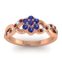Blue Sapphire Fashion Ring In 14K Rose Gold With Garnet And Aquamarine – Parisar Simple Ring