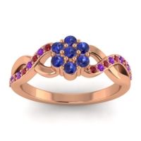Blue Sapphire Fashion Ring In 14K Rose Gold With Ruby And Amethyst – Parisar Simple Ring