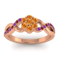Citrine Fashion Ring In 18K Rose Gold With Amethyst And Garnet – Parisar Simple Ring