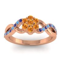 Citrine Fashion Ring In 18K Rose Gold With Blue Sapphire And Swiss Blue Topaz – Parisar Simple Ring