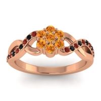 Citrine Fashion Ring In 18K Rose Gold With Garnet And Black Onyx – Parisar Simple Ring