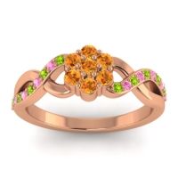 Citrine Fashion Ring In 18K Rose Gold With Peridot And Pink Tourmaline – Parisar Simple Ring