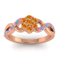 Citrine Fashion Ring In 18K Rose Gold With Pink Tourmaline And Swiss Blue Topaz – Parisar Simple Ring
