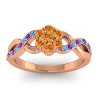 Citrine Fashion Ring In 18K Rose Gold With Swiss Blue Topaz And Amethyst – Parisar Simple Ring