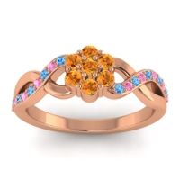 Citrine Fashion Ring In 18K Rose Gold With Swiss Blue Topaz And Pink Tourmaline – Parisar Simple Ring