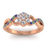 Lab Diamond Fashion Ring In 14K Rose Gold With Blue Sapphire And Emerald – Parisar Simple Ring