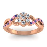 Lab Diamond Fashion Ring In 14K Rose Gold With Blue Sapphire And Pink Tourmaline – Parisar Simple Ring
