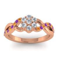 Diamond Fashion Ring In 14K Rose Gold With Citrine And Amethyst – Parisar Simple Ring