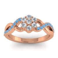 Diamond Fashion Ring In 14K Rose Gold With Swiss Blue Topaz – Parisar Simple Ring