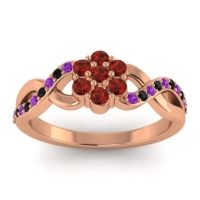 Garnet Fashion Ring In 18K Rose Gold With Amethyst And Black Onyx – Parisar Simple Ring