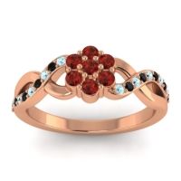Garnet Fashion Ring In 18K Rose Gold With Aquamarine And Black Onyx – Parisar Simple Ring