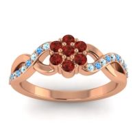 Garnet Fashion Ring In 18K Rose Gold With Aquamarine And Swiss Blue Topaz – Parisar Simple Ring