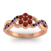Garnet Fashion Ring In 18K Rose Gold With Black Onyx And Blue Sapphire – Parisar Simple Ring