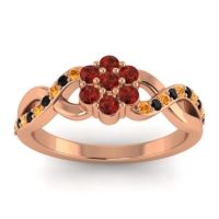 Garnet Fashion Ring In 18K Rose Gold With Citrine And Black Onyx – Parisar Simple Ring