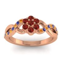 Garnet Fashion Ring In 18K Rose Gold With Citrine And Blue Sapphire – Parisar Simple Ring