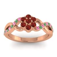 Garnet Fashion Ring In 18K Rose Gold With Pink Tourmaline And Emerald – Parisar Simple Ring