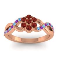 Garnet Fashion Ring In 18K Rose Gold With Swiss Blue Topaz And Amethyst – Parisar Simple Ring