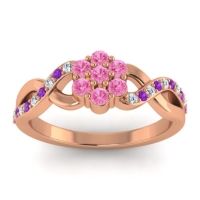 Pink Tourmaline Fashion Ring In 14K Rose Gold With Diamond And Amethyst – Parisar Simple Ring