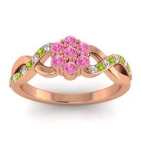 Pink Tourmaline Fashion Ring In 14K Rose Gold With Diamond And Peridot – Parisar Simple Ring