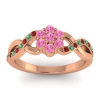 Pink Tourmaline Fashion Ring In 18K Rose Gold With Garnet And Emerald – Parisar Simple Ring