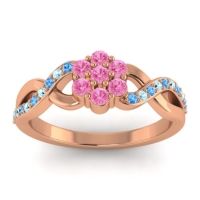 Pink Tourmaline Fashion Ring In 18K Rose Gold With Swiss Blue Topaz And Aquamarine – Parisar Simple Ring