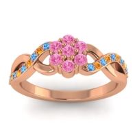 Pink Tourmaline Fashion Ring In 18K Rose Gold With Swiss Blue Topaz And Citrine – Parisar Simple Ring