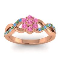 Pink Tourmaline Fashion Ring In 18K Rose Gold With Swiss Blue Topaz And Emerald – Parisar Simple Ring