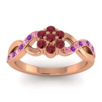 Ruby Fashion Ring In 14K Rose Gold With Pink Tourmaline And Amethyst – Parisar Simple Ring