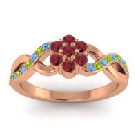 Ruby Fashion Ring In 14K Rose Gold With Swiss Blue Topaz And Peridot – Parisar Simple Ring