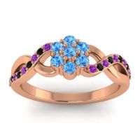Swiss Blue Topaz Fashion Ring In 18K Rose Gold With Amethyst And Black Onyx – Parisar Simple Ring
