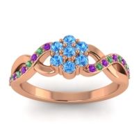 Swiss Blue Topaz Fashion Ring In 18K Rose Gold With Amethyst And Emerald – Parisar Simple Ring