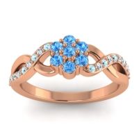 Swiss Blue Topaz Fashion Ring In 14K Rose Gold With Aquamarine And Diamond – Parisar Simple Ring