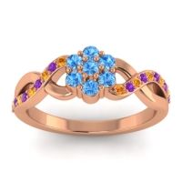 Swiss Blue Topaz Fashion Ring In 18K Rose Gold With Citrine And Amethyst – Parisar Simple Ring