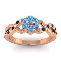 Swiss Blue Topaz Fashion Ring In 18K Rose Gold With Lab Diamond And Black Onyx – Parisar Simple Ring