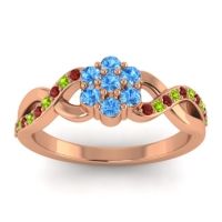 Swiss Blue Topaz Fashion Ring In 18K Rose Gold With Garnet And Peridot – Parisar Simple Ring