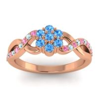 Swiss Blue Topaz Fashion Ring In 18K Rose Gold With Pink Tourmaline And Aquamarine – Parisar Simple Ring